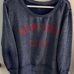 Zoe + Liv Heather Navy and Red New York City Sweater